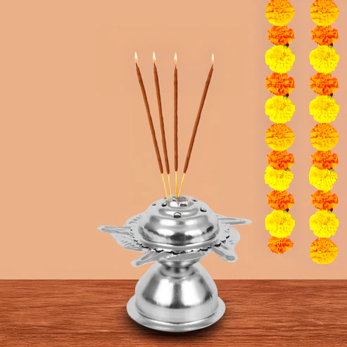 Silver Dhoop Agarbatti Stand (Stainless steel)